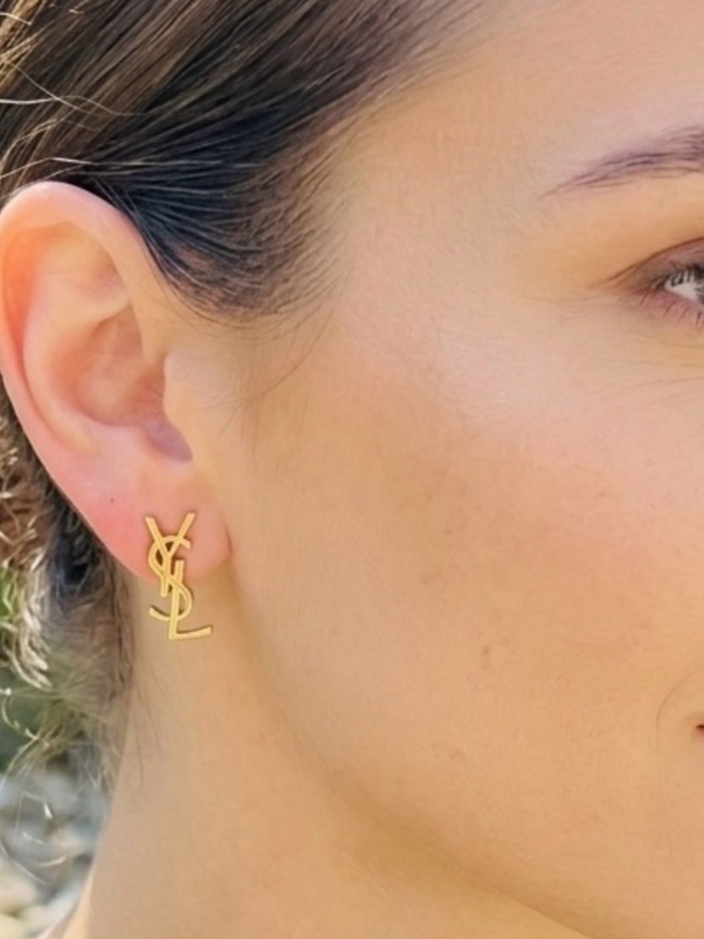 🆕 YSL Logo Drop Stud Earrings - Picture 2 of 5